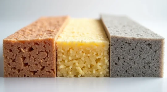 Comparaison visuelle des isolants fibreux : laine de bois, laine de verre et laine de roche pour l'isolation au Québec