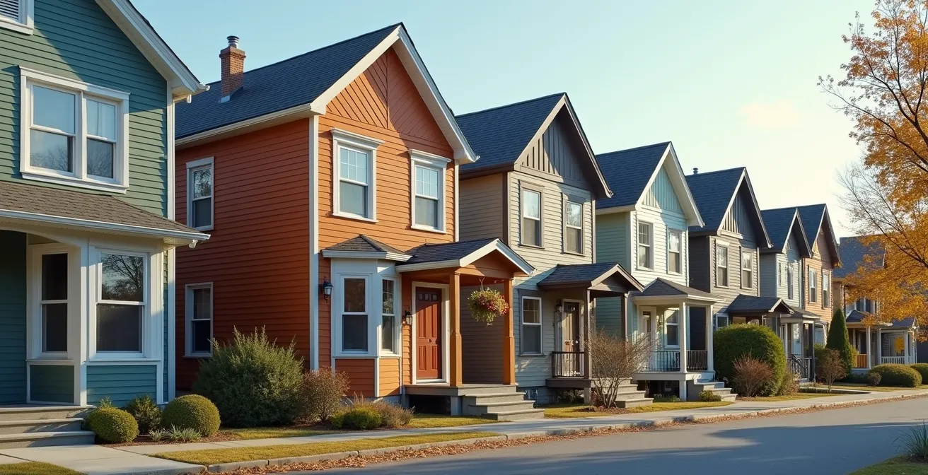 Façade urbaine québécoise rénovée avec isolation extérieure moderne respectant les règles patrimoniales