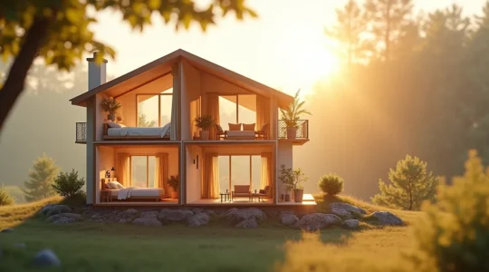 Représentation symbolique des quatre piliers du confort domestique renforcés par une isolation performante