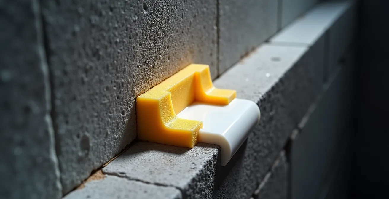 Vue en coupe transversale montrant l'installation d'un fond de joint avant l'application du scellant