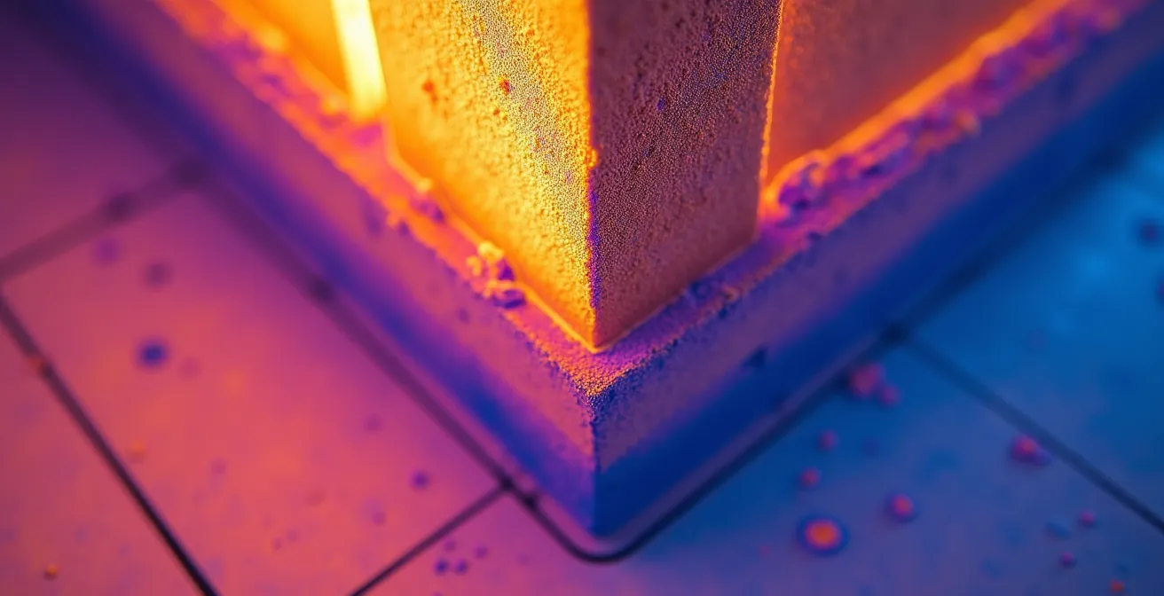 Image thermographique montrant cinq types de défauts d'isolation dans une maison québécoise