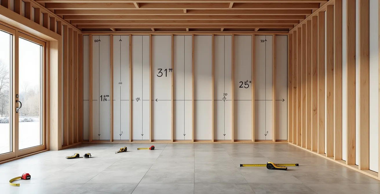 Vue technique d'un mur avec plan de coupe montrant l'optimisation des panneaux d'isolant