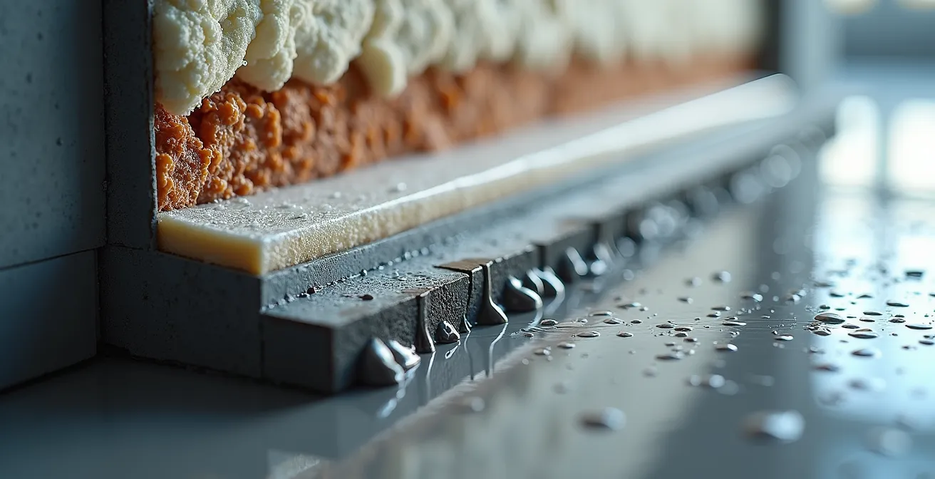 Coupe transversale d'un mur montrant les trois niveaux de protection d'une maison québécoise